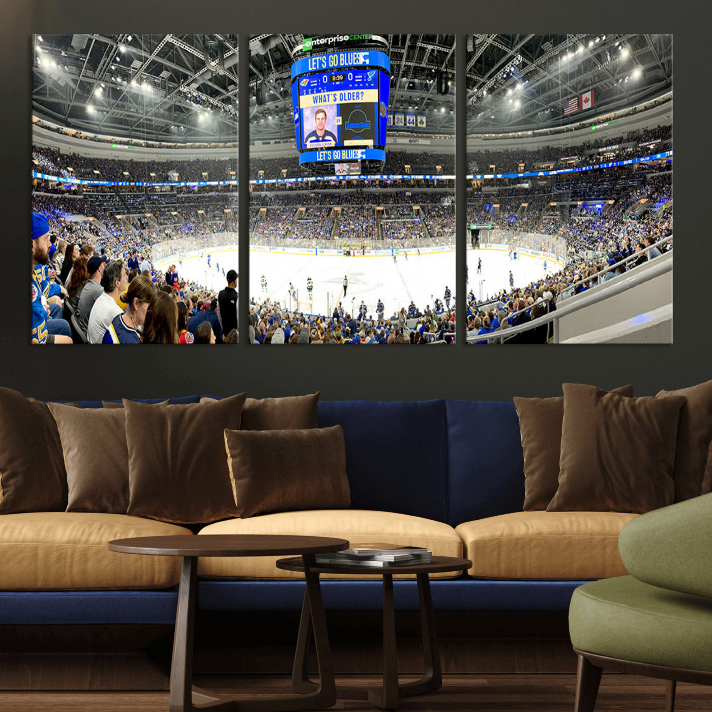 MGV-CV-60X30-3P - Enterprise Center | Missouri St. Louis Blues Ice Hockey Stadium Wall Art | Canvas Print | Ready to