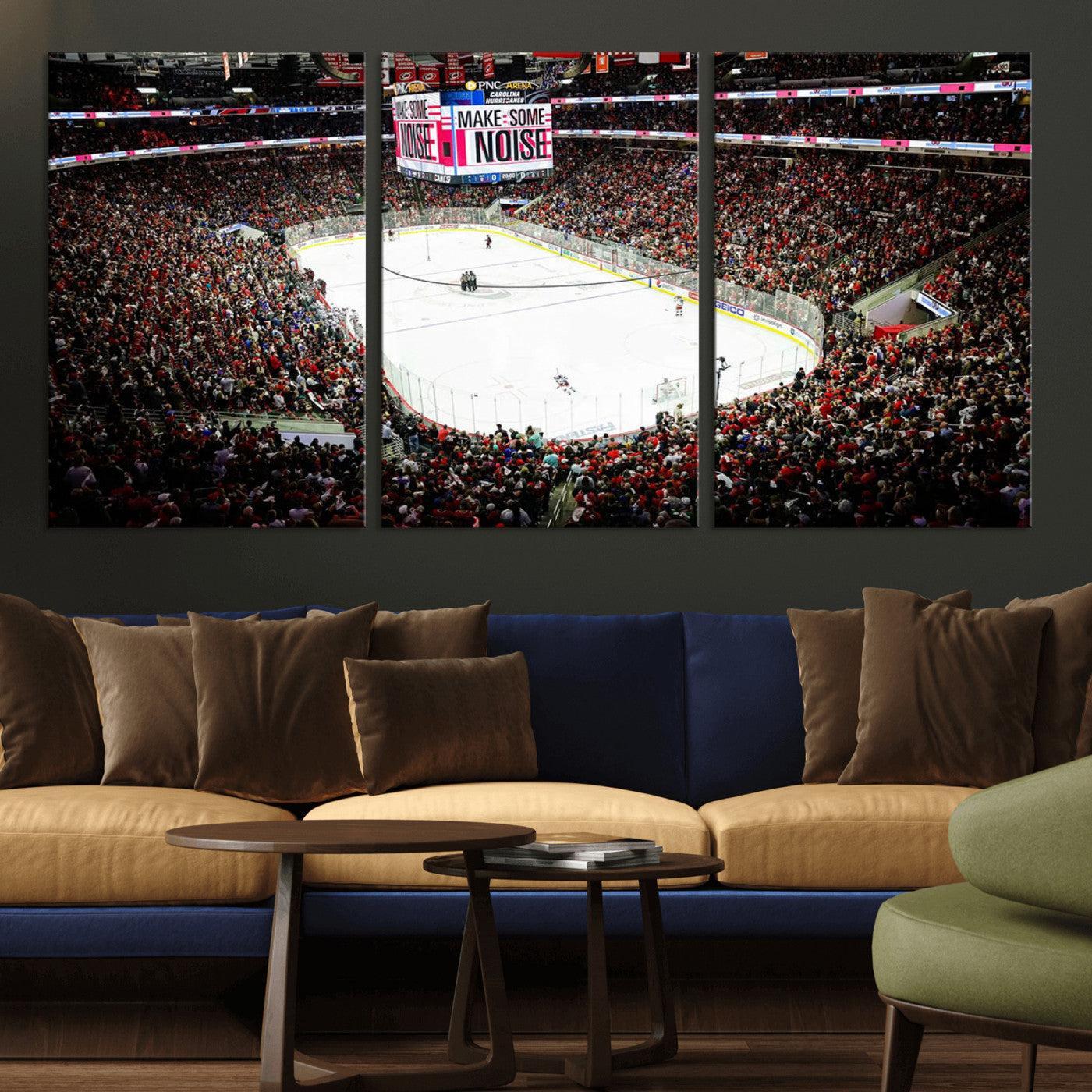 MGV-CV-60X30-3P - PNC Arena Raleigh North Carolina Hurricanes Hockey Stadium Wall Art Canvas, North Carolina