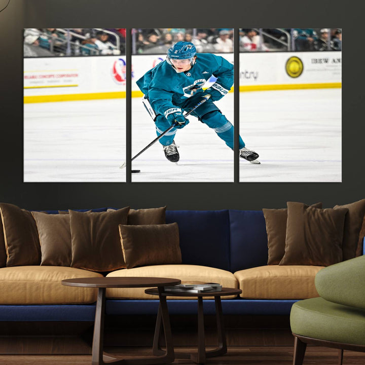 San Jose SharksIce Hockey Player Wall Art Canvas Print