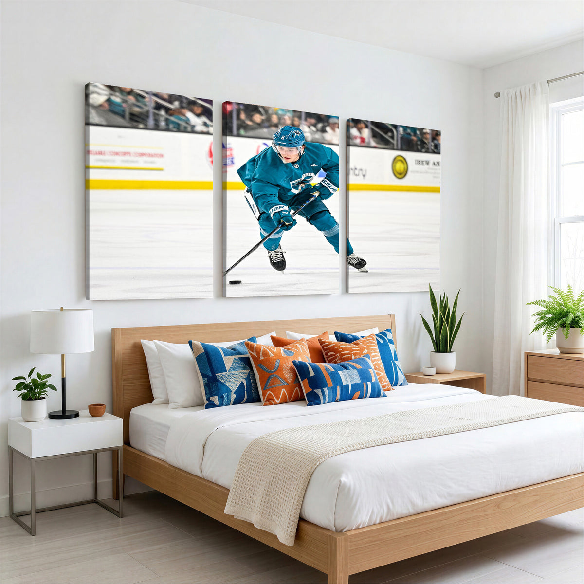 69179-MGV-CV-36X24 - San Jose Sharks Ice Hockey Player Wall Art Canvas Print