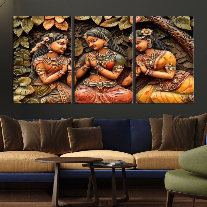 Indian Woman Statue Wall Art Canvas Print