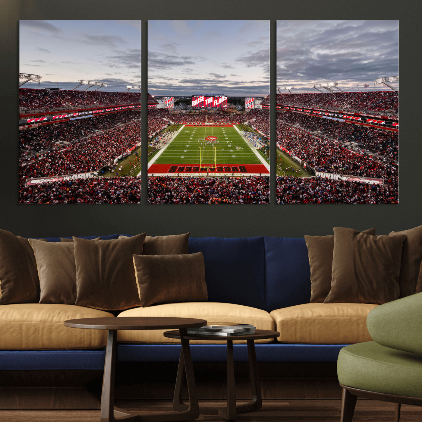 MGV-CV-60X30-3P - Florida Tampa Raymond James Stadium Wall Art Canvas Print - NFL Football Stadium Print Canvas