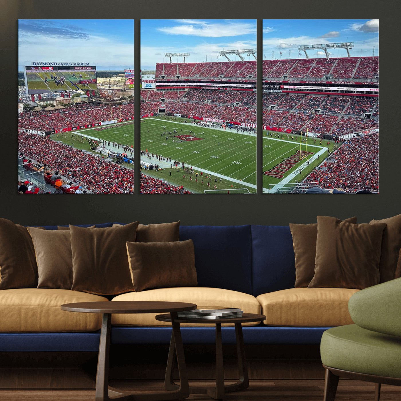 MGV-CV-60X30-3P - Florida Tampa Raymond James Stadium Wall Art Canvas Print - NFL Football Stadium Print Canvas