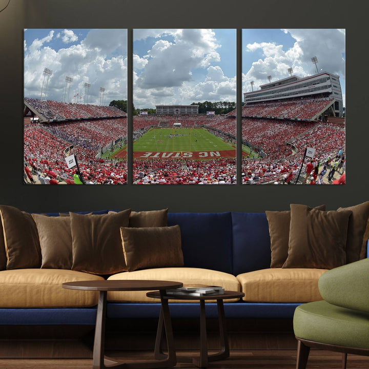 NC State Wolfpack Football Team Print - Raleigh Carter-Finley Stadium Wall Art Canvas Print