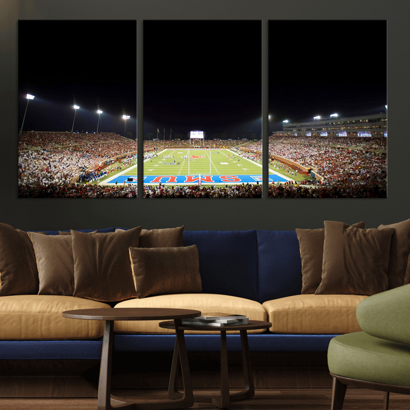 MGV-CV-60X30-3P - SMU Mustangs Football Team Print - Dallas Gerald J. Ford Stadium Wall Art Canvas Print