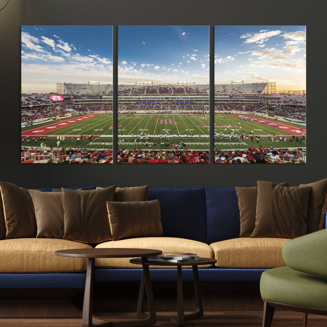 Houston Cougars Football Team Print - Houston TDECU Stadium Wall Art Canvas Print