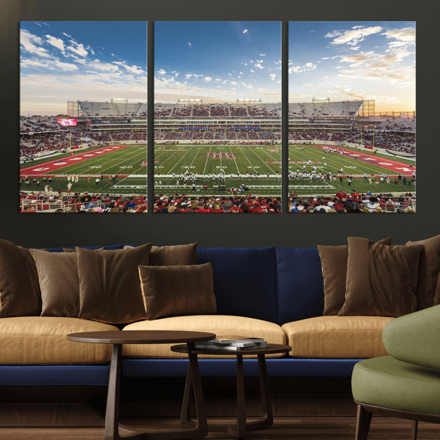 MGV-CV-60X30-3P - Framed Houston Cougars Football Team Print - Houston TDECU Stadium Wall Art Canvas Print