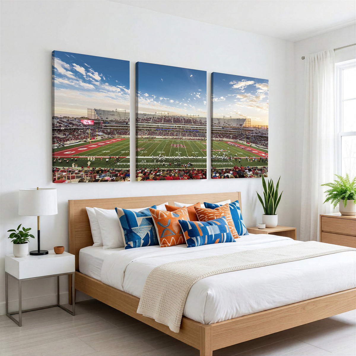 36612-MGV-CV-36X24 - Framed Houston Cougars Football Team Print - Houston TDECU Stadium Wall Art Canvas Print