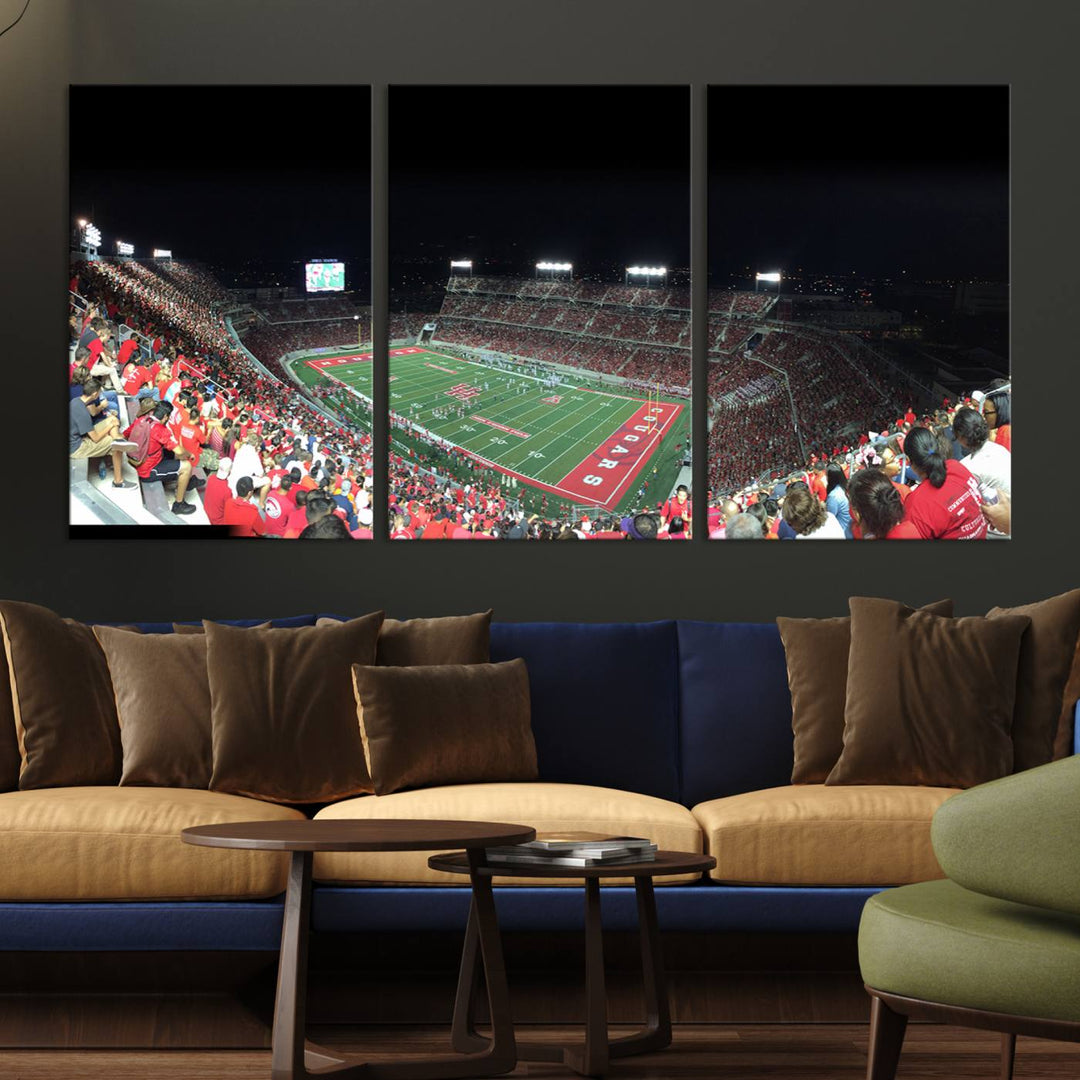 Houston Cougars Football Team Print - Houston TDECU Stadium Wall Art Canvas Print