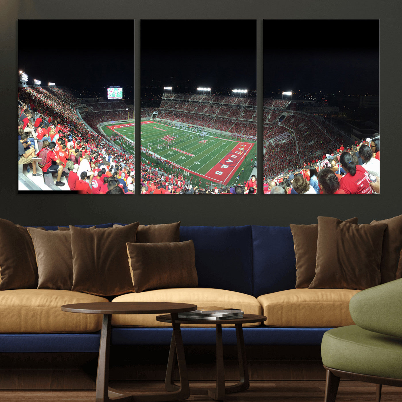 MGV-CV-60X30-3P - Houston Cougars Football Team Print - Houston TDECU Stadium Wall Art Canvas Print