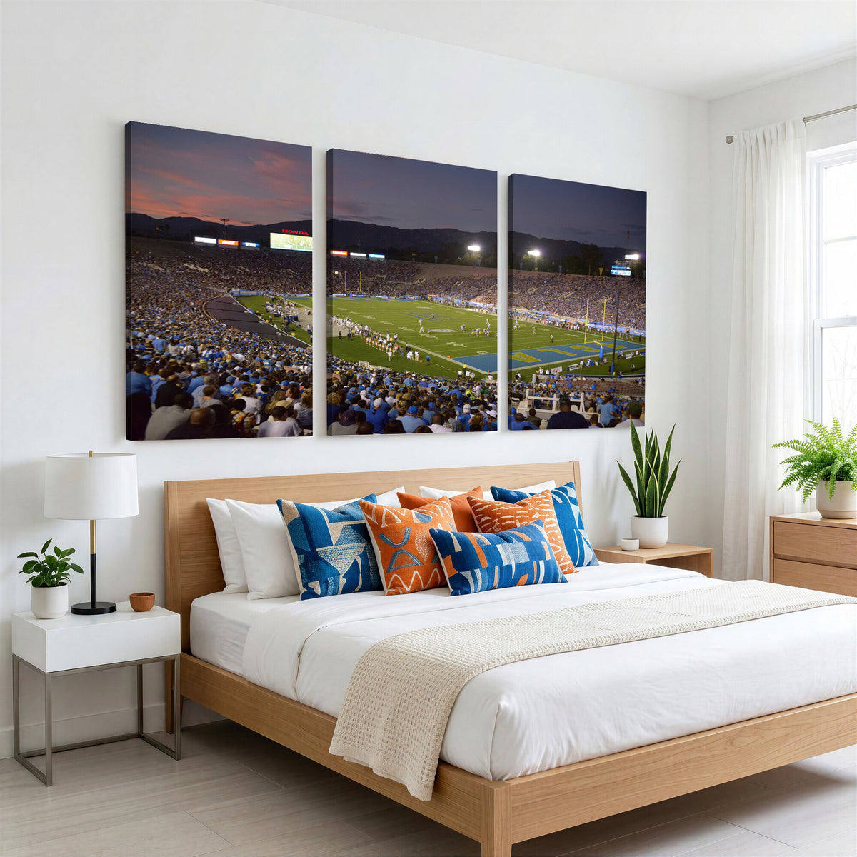 90359-MGV-CV-36X24 - UCLA Bruins Football Team Print - Pasadena Rose Bowl Stadium Wall Art Canvas Print
