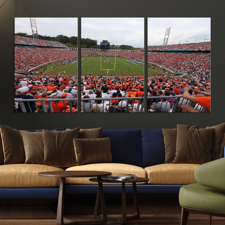 Virginia Cavaliers Football Team Print - Charlottesville Scott Stadium Wall Art Canvas Print