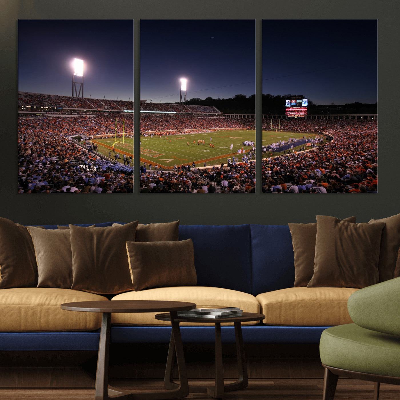 MGV-CV-60X30-3P - Virginia Cavaliers Football Team Print - Charlottesville Scott Stadium Canvas Print Wall Art