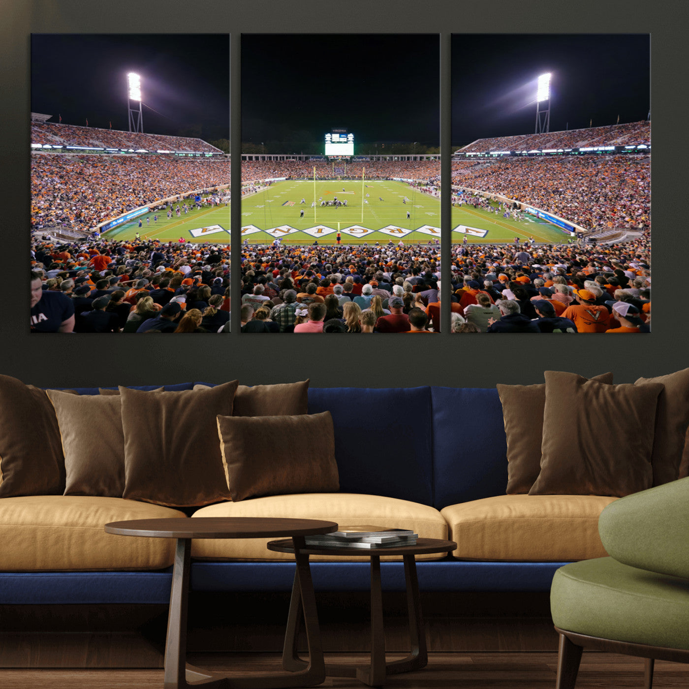 MGV-CV-60X30-3P - Virginia Cavaliers Football Team Print - Charlottesville Scott Stadium Wall Art Canvas Print