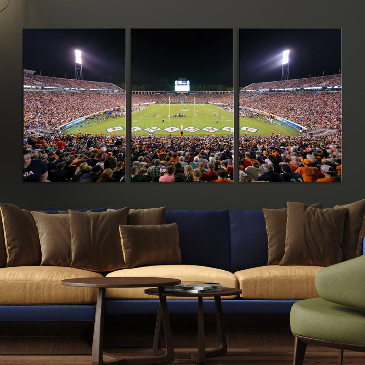 Virginia Cavaliers Football Team Print - Charlottesville Scott Stadium Wall Art Canvas Print