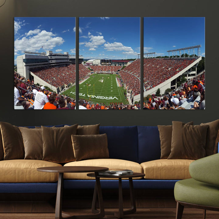 Virginia Tech Hokies Football Team Print - Blacksburg Lane Stadium Wall Art Canvas Print