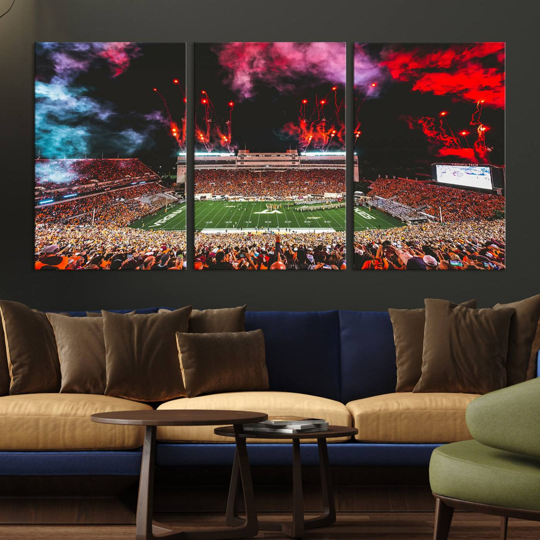 Virginia Tech Hokies Football Team Print - Blacksburg Lane Stadium Wall Art Canvas Print