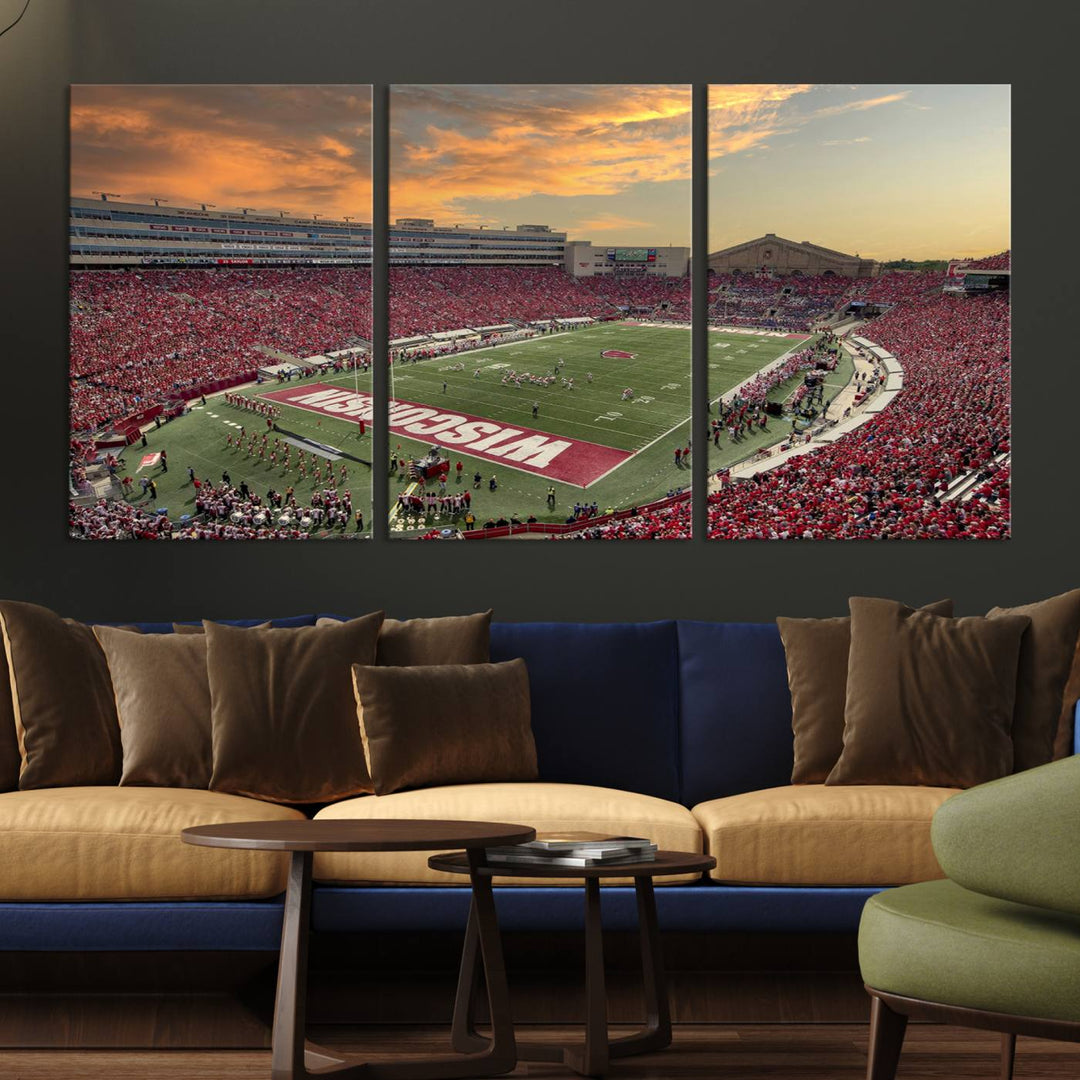 Wisconsin Badgers Football Team Print - Madison Camp Randall Stadium Wall Art Canvas Print