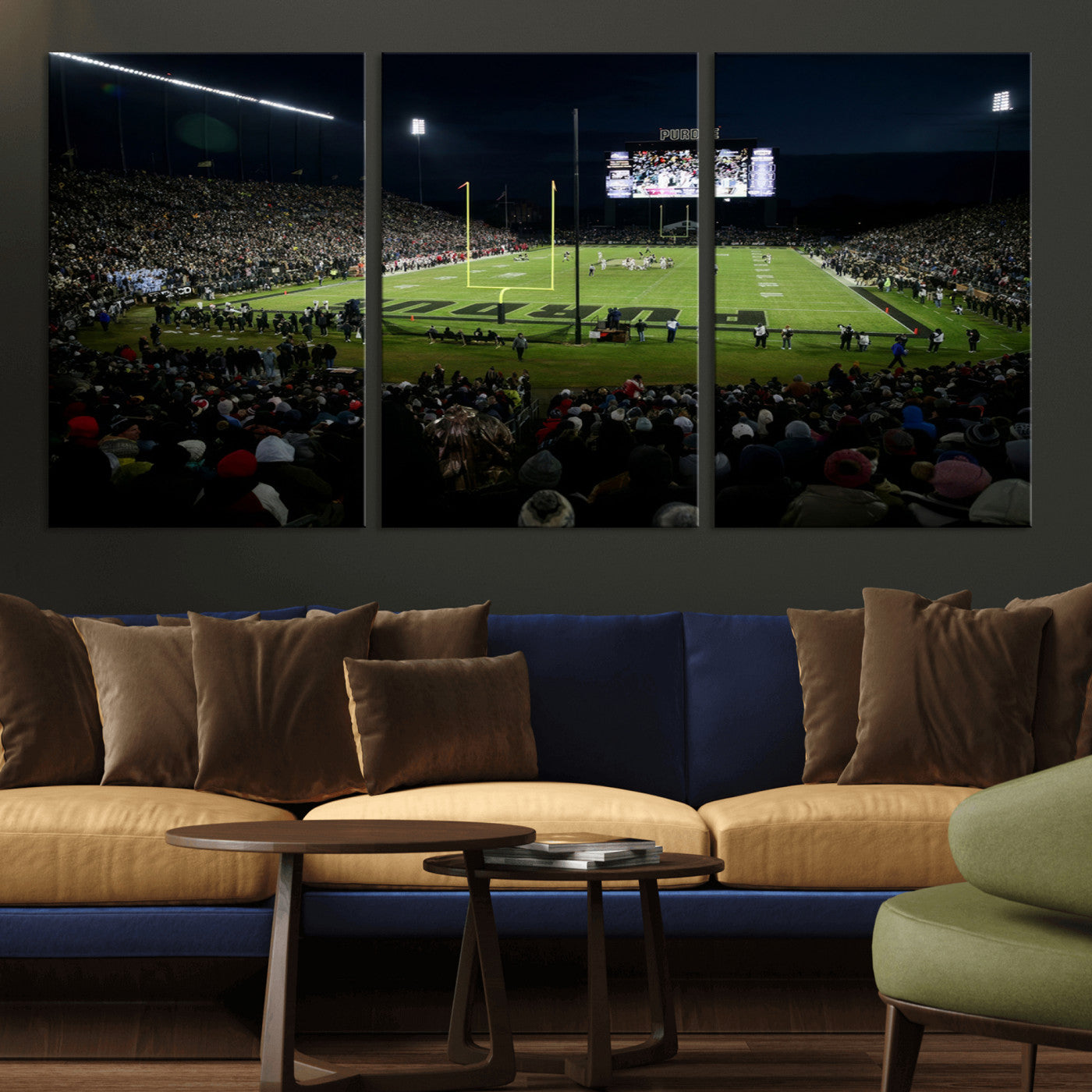 MGV-CV-60X30-3P - Purdue Boilermakers Football Team Print - West Lafayette Ross–Ade Stadium Wall Art Canvas Print