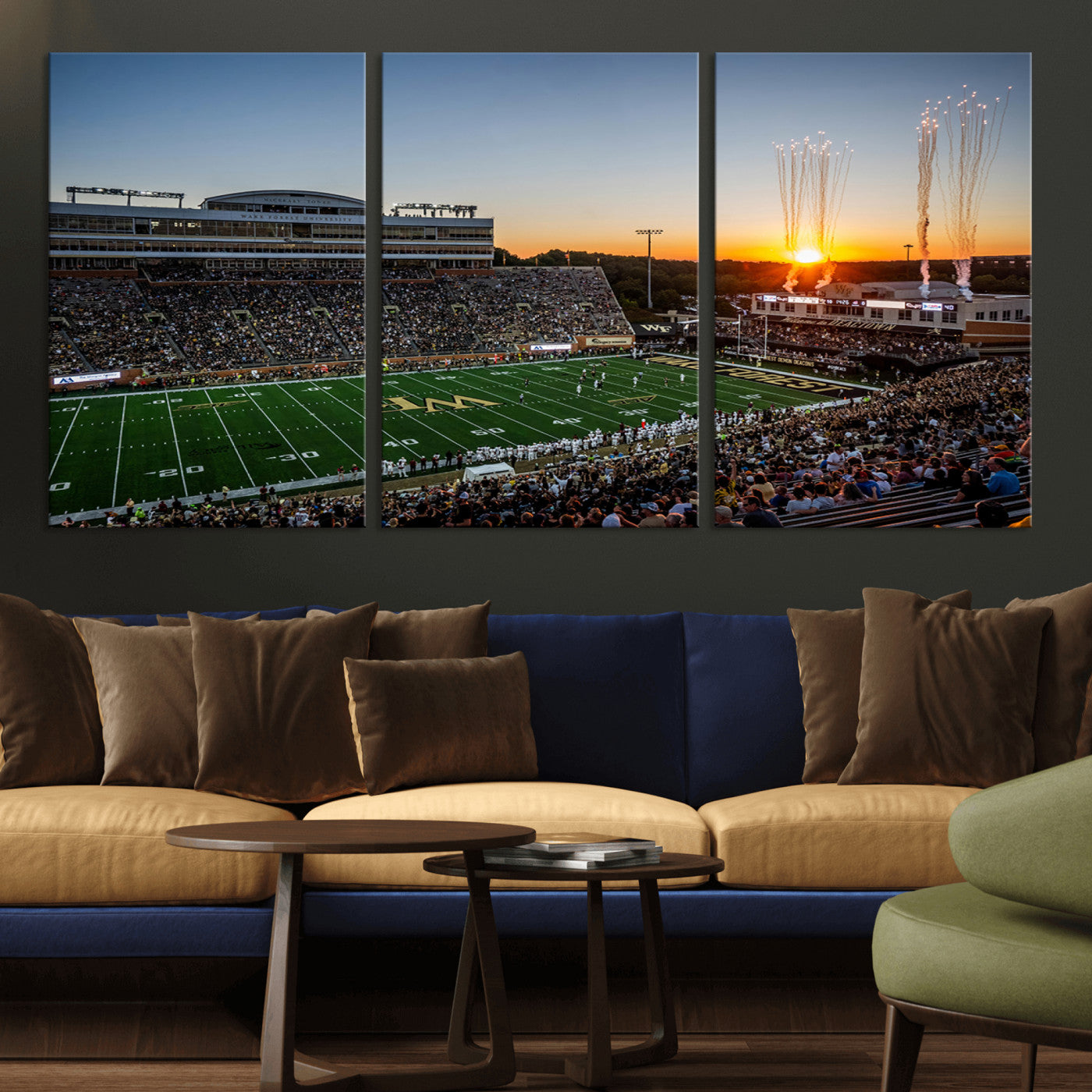 MGV-CV-60X30-3P - Demon Deacons Football Team Print Canvas- Winston-Salem Allegacy Federal Credit Union Stadium Wall