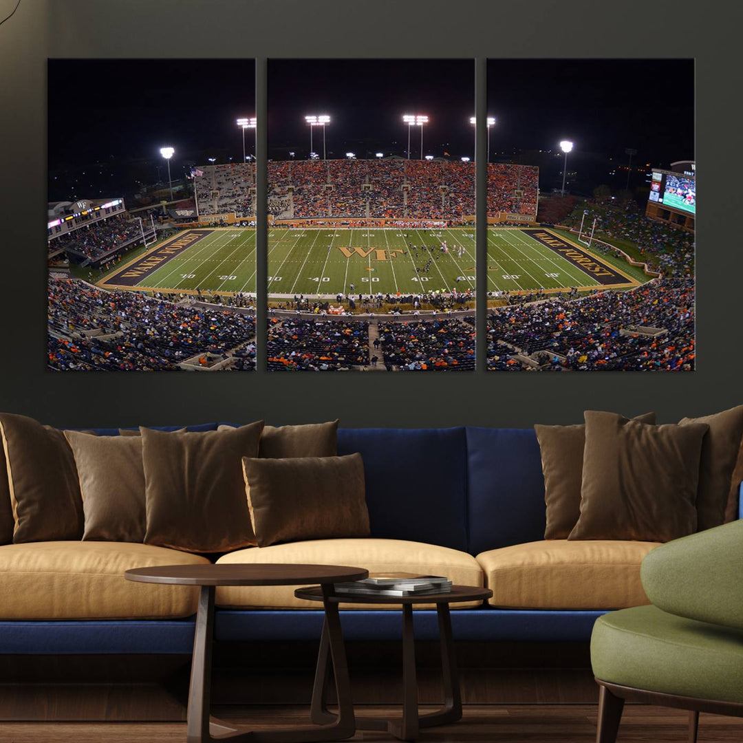 Demon Deacons Football Team Print - Winston-Salem Allegacy Federal Credit Union Stadium Wall Art Canvas Print