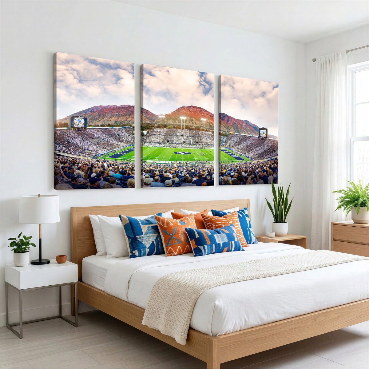 85734-MGV-CV-36X24 - Brigham Young University Cougars Football Team Print - Provo LaVell Edwards Stadium Wall Art Canvas