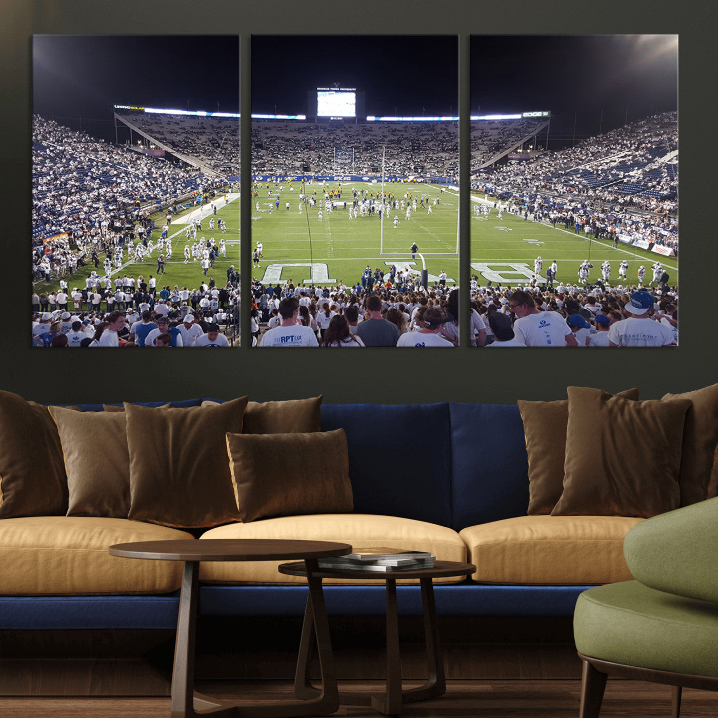 MGV-CV-60X30-3P - Brigham Young University Cougars Football Print Canvas - Provo LaVell Edwards Stadium Wall Art
