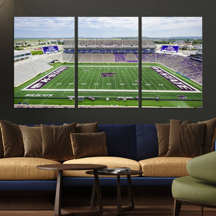 KState Wildcats Football Team Print - Manhattan Bill Snyder Family Football Stadium Wall Art Canvas Print