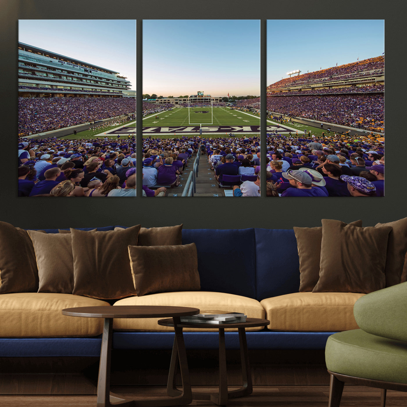 MGV-CV-60X30-3P - Kansas State University Wildcats Football Team Print - Manhattan Bill Snyder Family Football Stadium