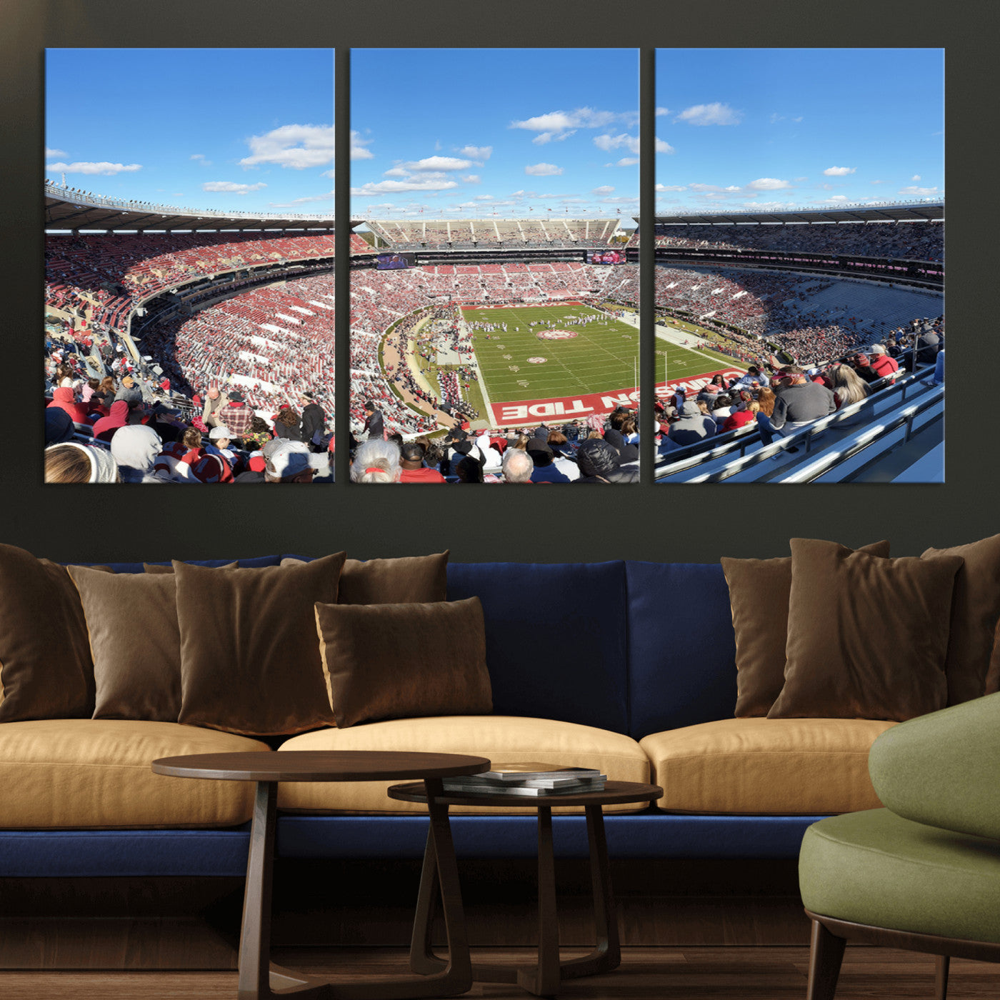 MGV-CV-60X30-3P - University of Alabama Crimson Tide Print Wall Art - Tuscaloosa Bryant-Denny Stadium Wall Art Canvas