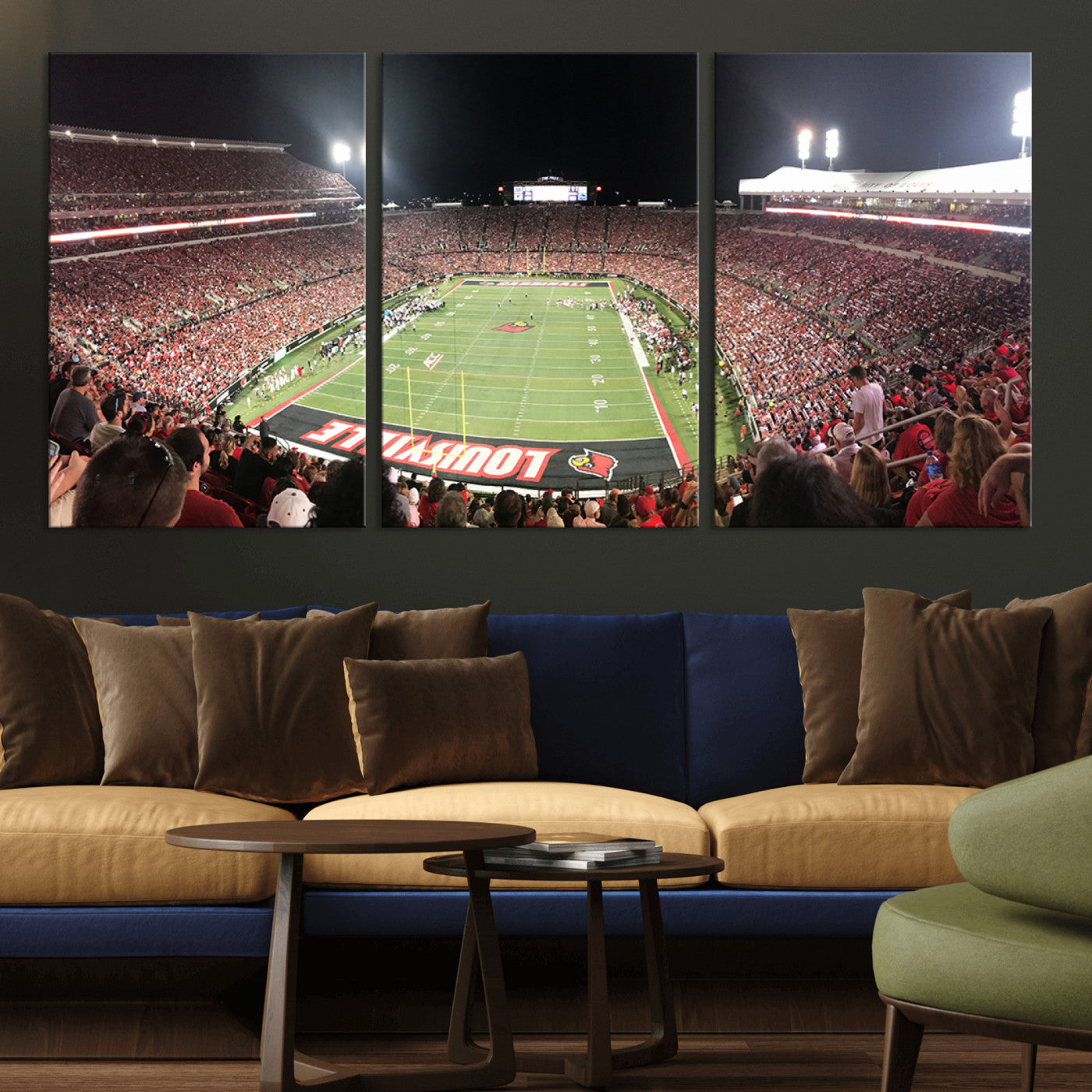 MGV-CV-60X30-3P - University of Louisville Cardinals Football Team Print - Louisville Cardinal Stadium Wall Art Canvas