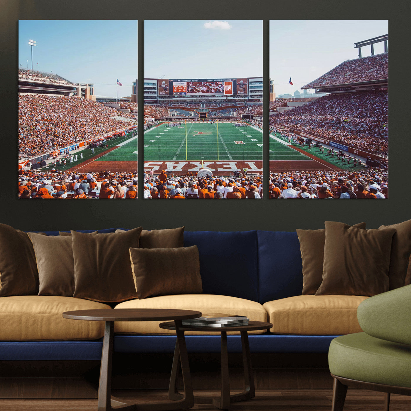 MGV-CV-60X30-3P - Framed Texas Memorial Stadium Canvas, University of Texas Longhorns Football Team Print - Austin