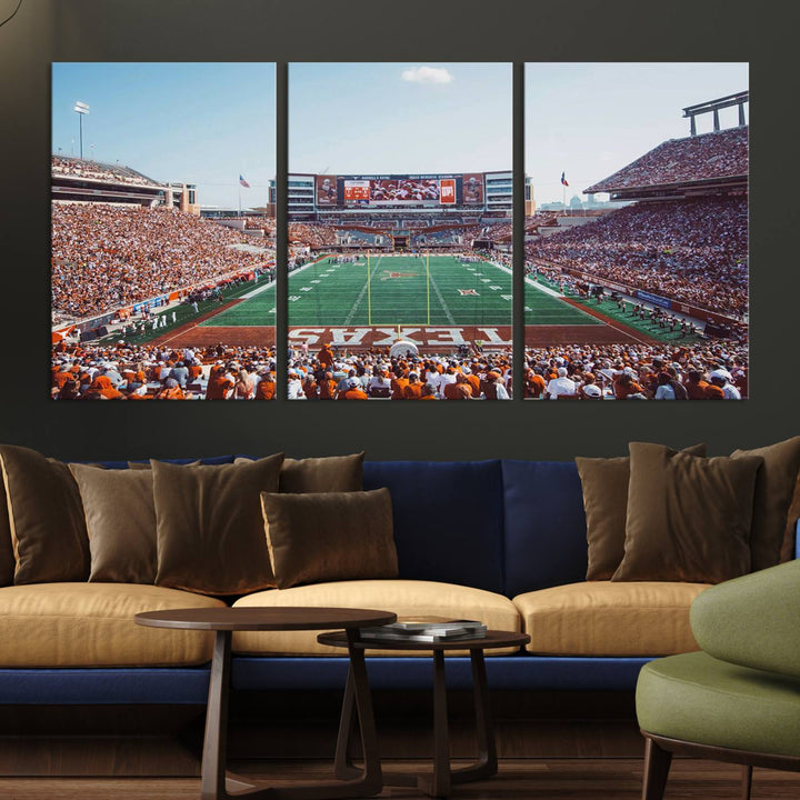 University of Texas Longhorns Football Team Print - Austin Darrell K Royal-Texas Memorial Stadium at Campbell-Williams Field Wall Art Canvas Print