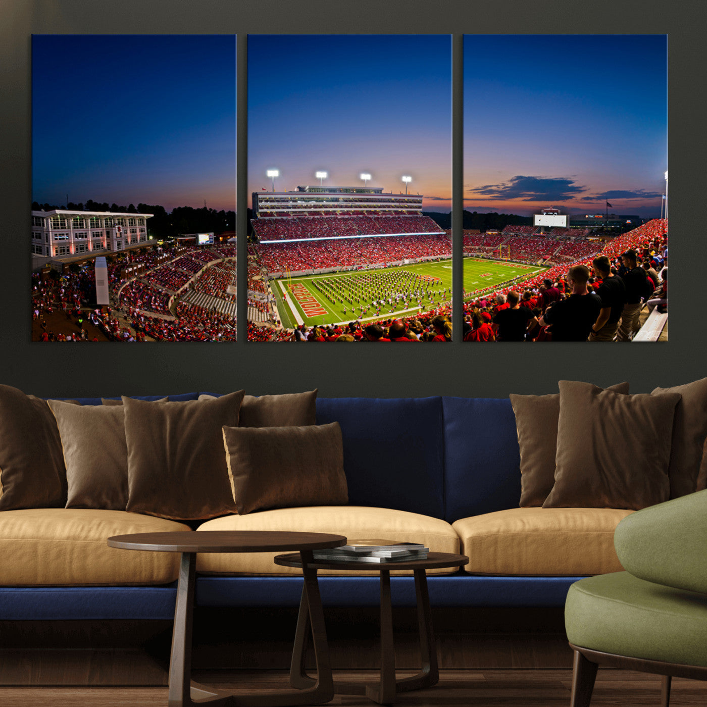 MGV-CV-60X30-3P - Wolfpack Football Team Wall Art Print - Raleigh Carter-Finley Stadium Wall Art Canvas Print