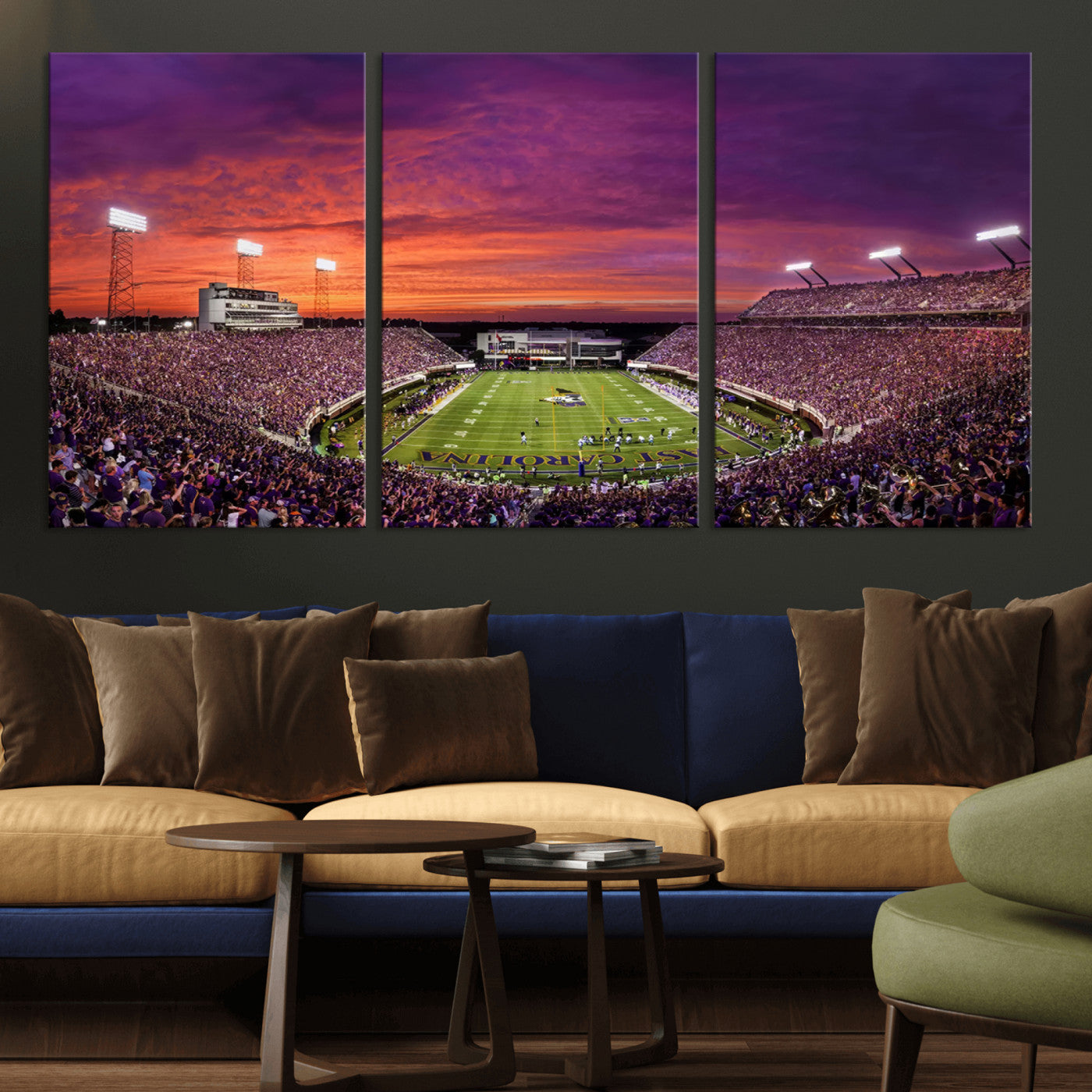 MGV-CV-60X30-3P - East Carolina University Pirates Football Print Canvas- Greenville Dowdy-Ficklen Stadium Wall Art