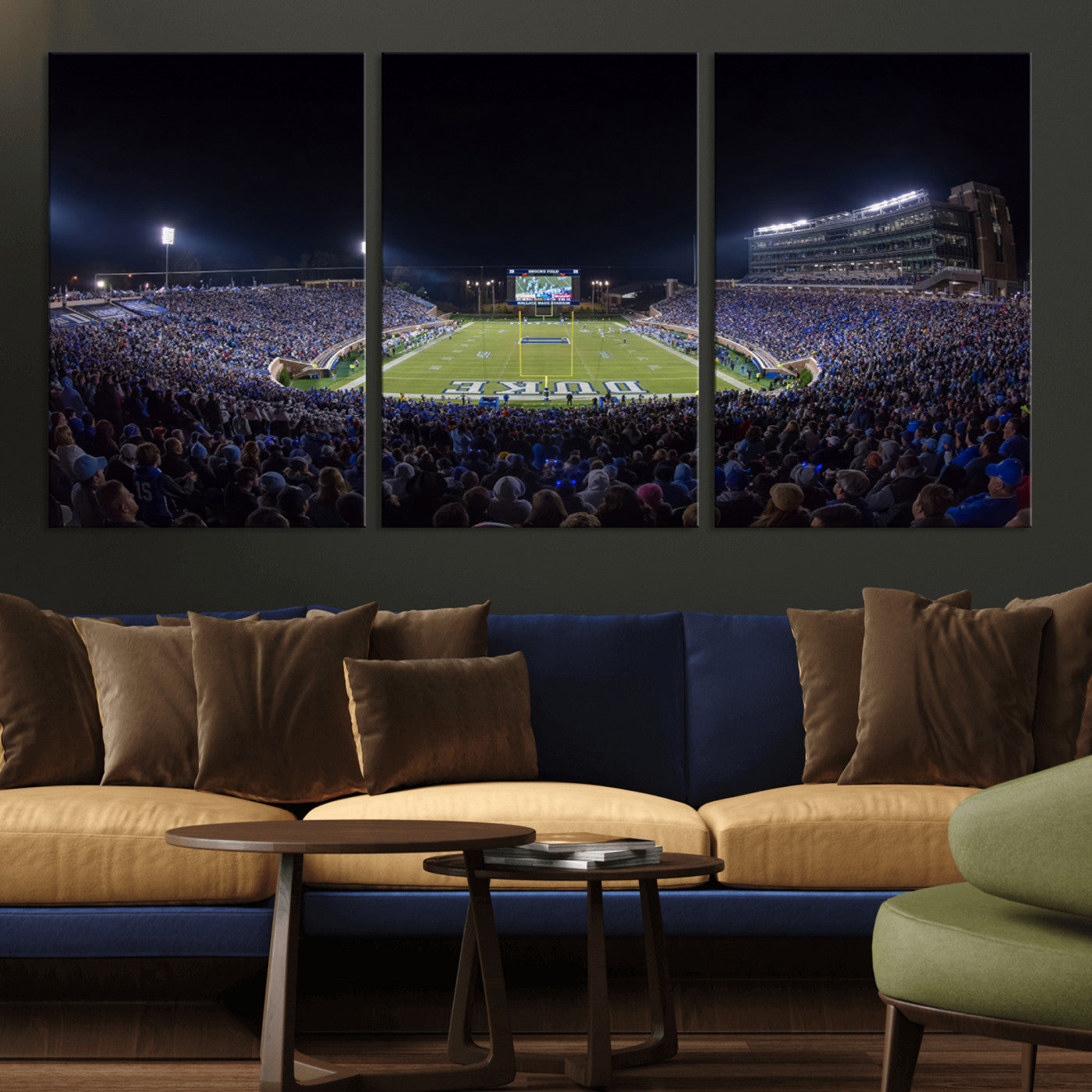 MGV-CV-60X30-3P - Duke University Blue Devils Football Team Print - Durham Wallace Wade Stadium Wall Art Canvas Print