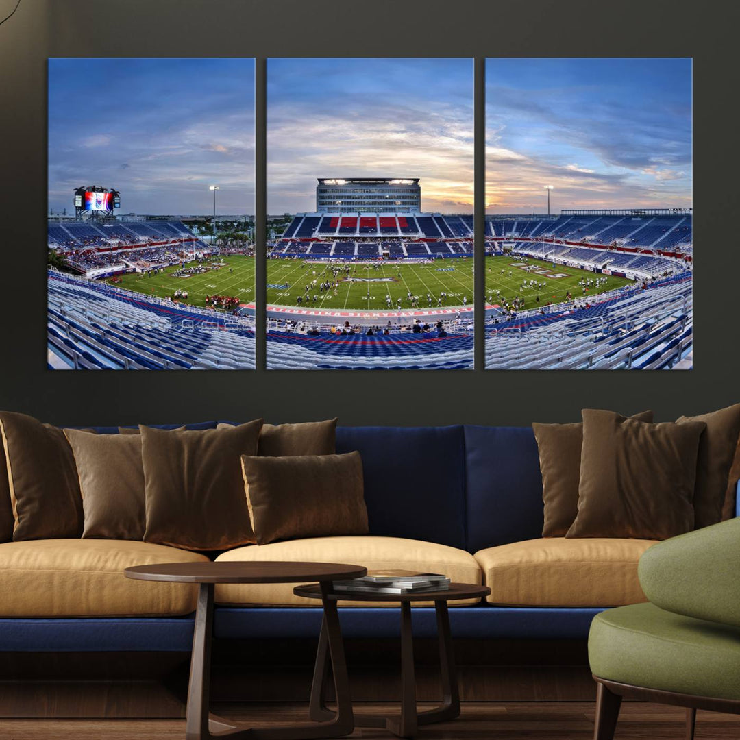 Florida Atlantic University Owls Football Team Print - Boca Raton FAU Stadium Wall Art Canvas Print