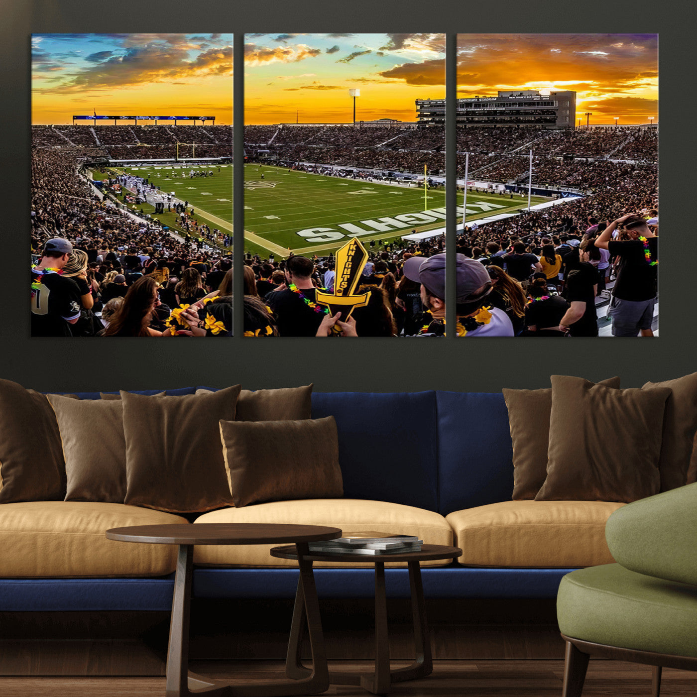MGV-CV-60X30-3P - UCF Knights Football Team Print - Orlando FBC Mortgage Stadium, UCF Knights Wall Art Canvas Print