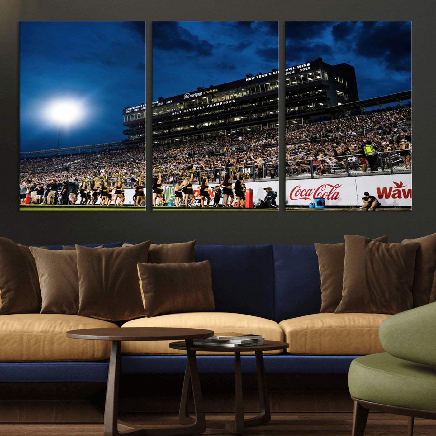 MGV-CV-60X30-3P - UCF Knights Football Team Print - Orlando FBC Mortgage Stadium Wall Art Canvas Print