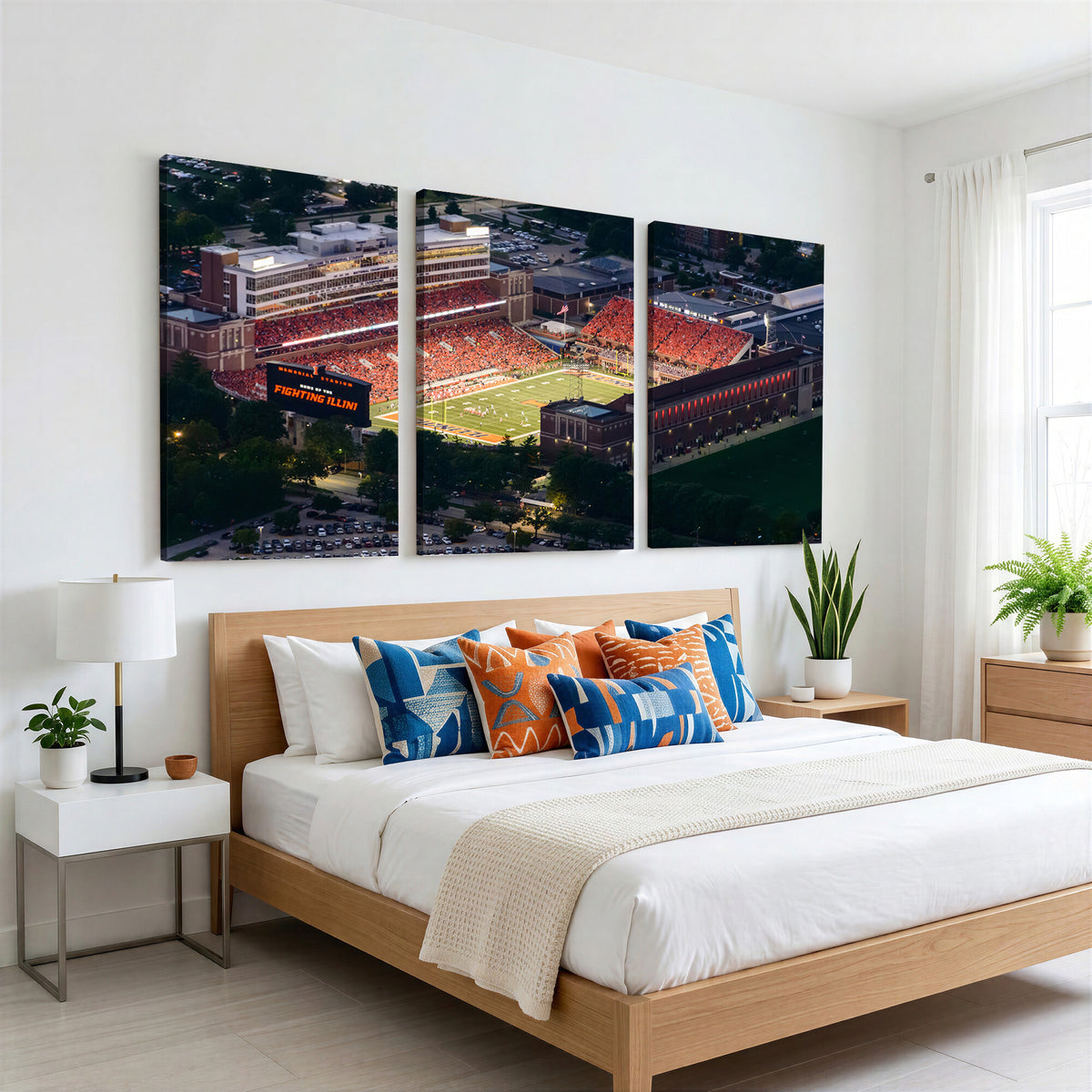 78052-MGV-CV-36X24 - University of Illinois Fighting Illini Football Team Print - Champaign Illinois Memorial Stadium