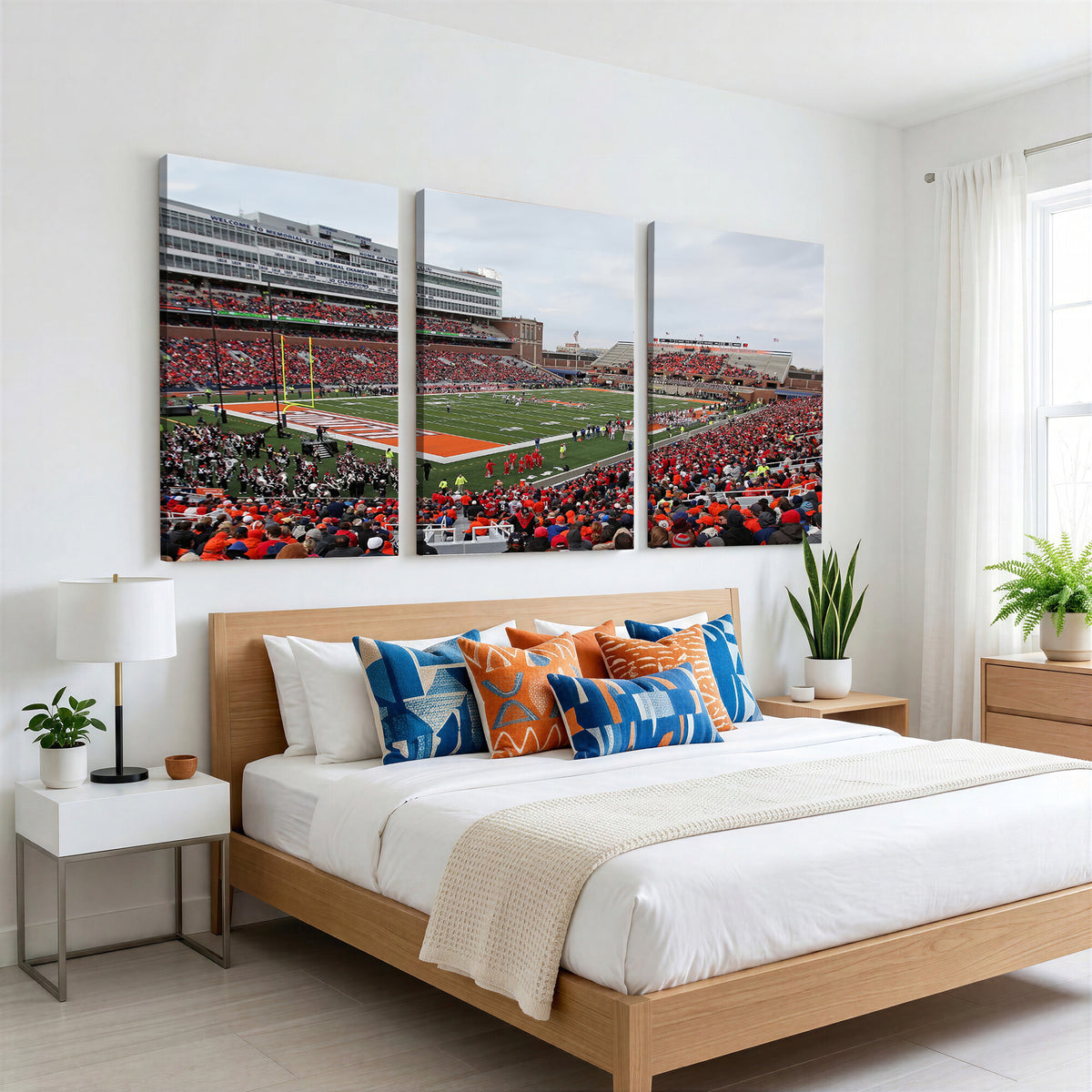 86851-MGV-CV-36X24 - University of Illinois Fighting Illini Football Team Print - Champaign Illinois Memorial Stadium