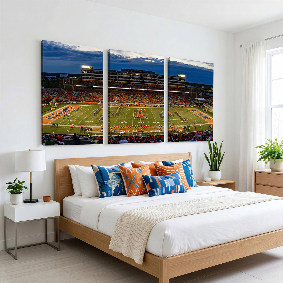 44513-MGV-CV-36X24 - University of Illinois Fighting Illini Football Team Print - Champaign Illinois Memorial Stadium