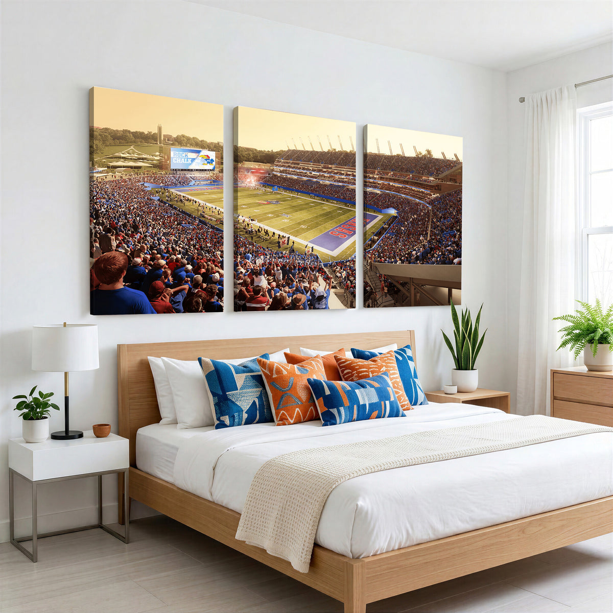 71731-MGV-CV-36X24 - University of Kansas Jayhawks Football Team Print - Lawrence Kansas Memorial Stadium Wall Art Canvas