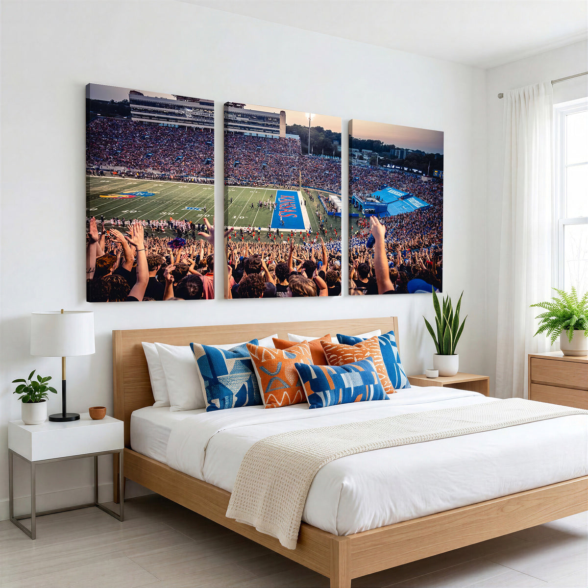 40169-MGV-CV-36X24 - University of Kansas Jayhawks Football Team Art Print - Lawrence Kansas Memorial Stadium Wall Art
