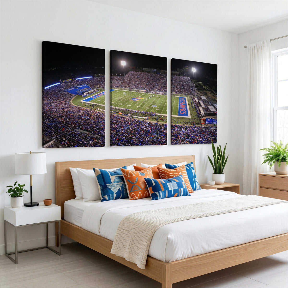 69760-MGV-CV-36X24 - University of Kansas Jayhawks Football Team Print - Lawrence Kansas Memorial Stadium Wall Art Canvas
