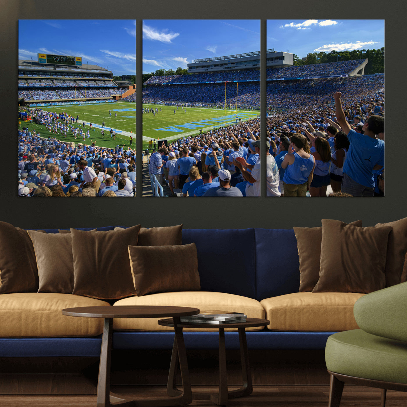 MGV-CV-60X30-3P - University of North Carolina Tar Heels Team Canvas Print - Chapel Hill Kenan Memorial Stadium Wall