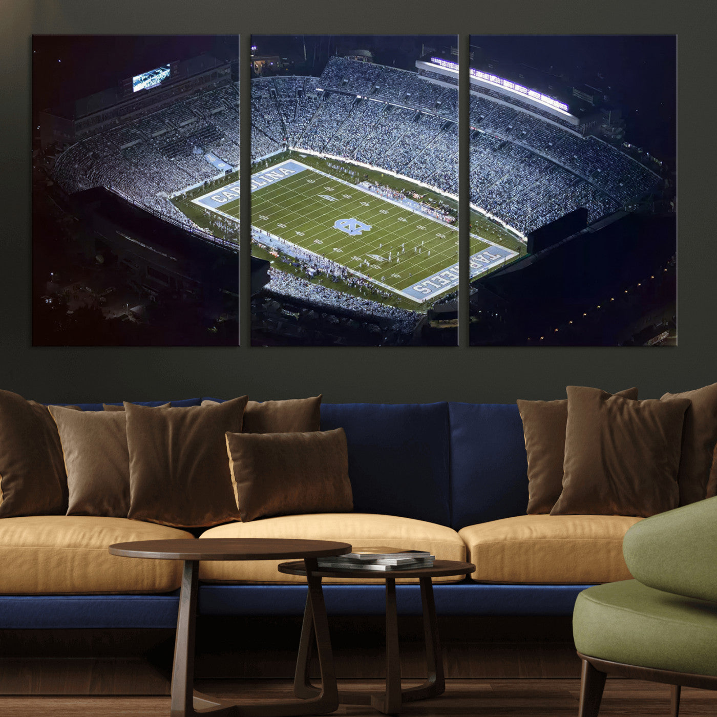MGV-CV-60X30-3P - University of North Carolina Tar Heels Football Team Print - Chapel Hill Kenan Memorial Stadium