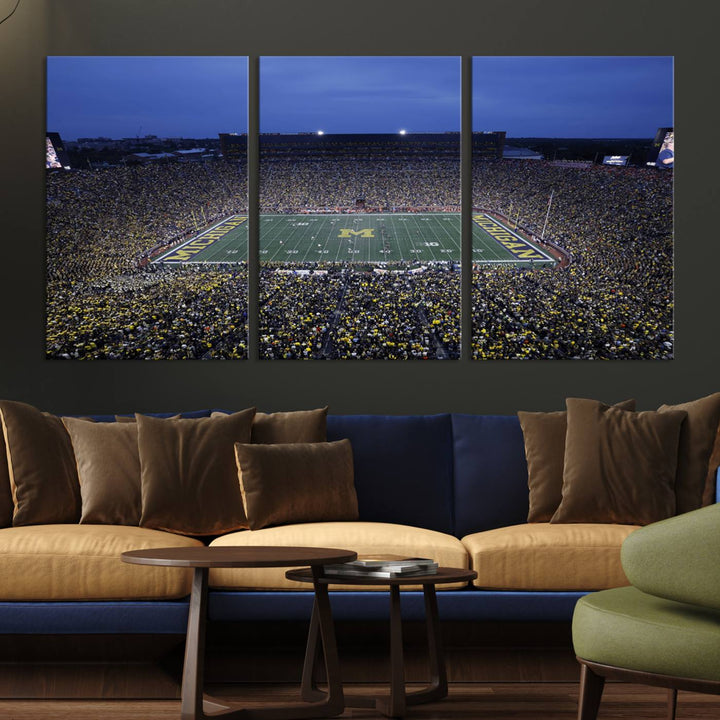 University of Michigan Wolverines Football Team Print - Ann Arbor Michigan Stadium Wall Art Canvas Print