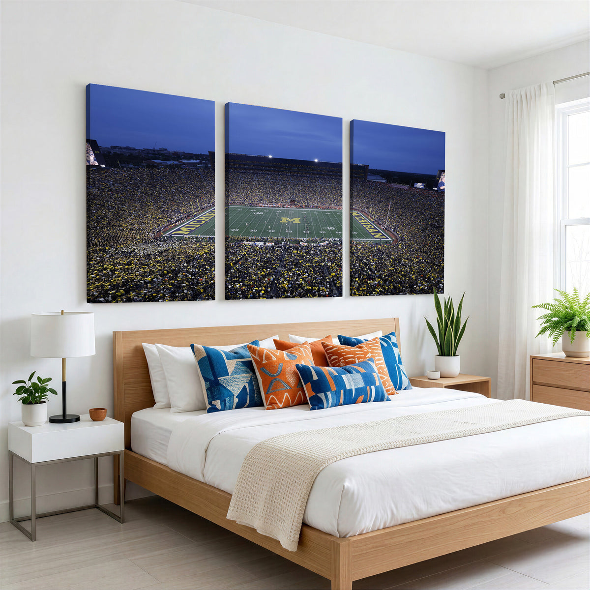 34202-MGV-CV-36X24 - University of Michigan Wolverines Football Team Print - Ann Arbor Michigan Stadium Wall Art Canvas