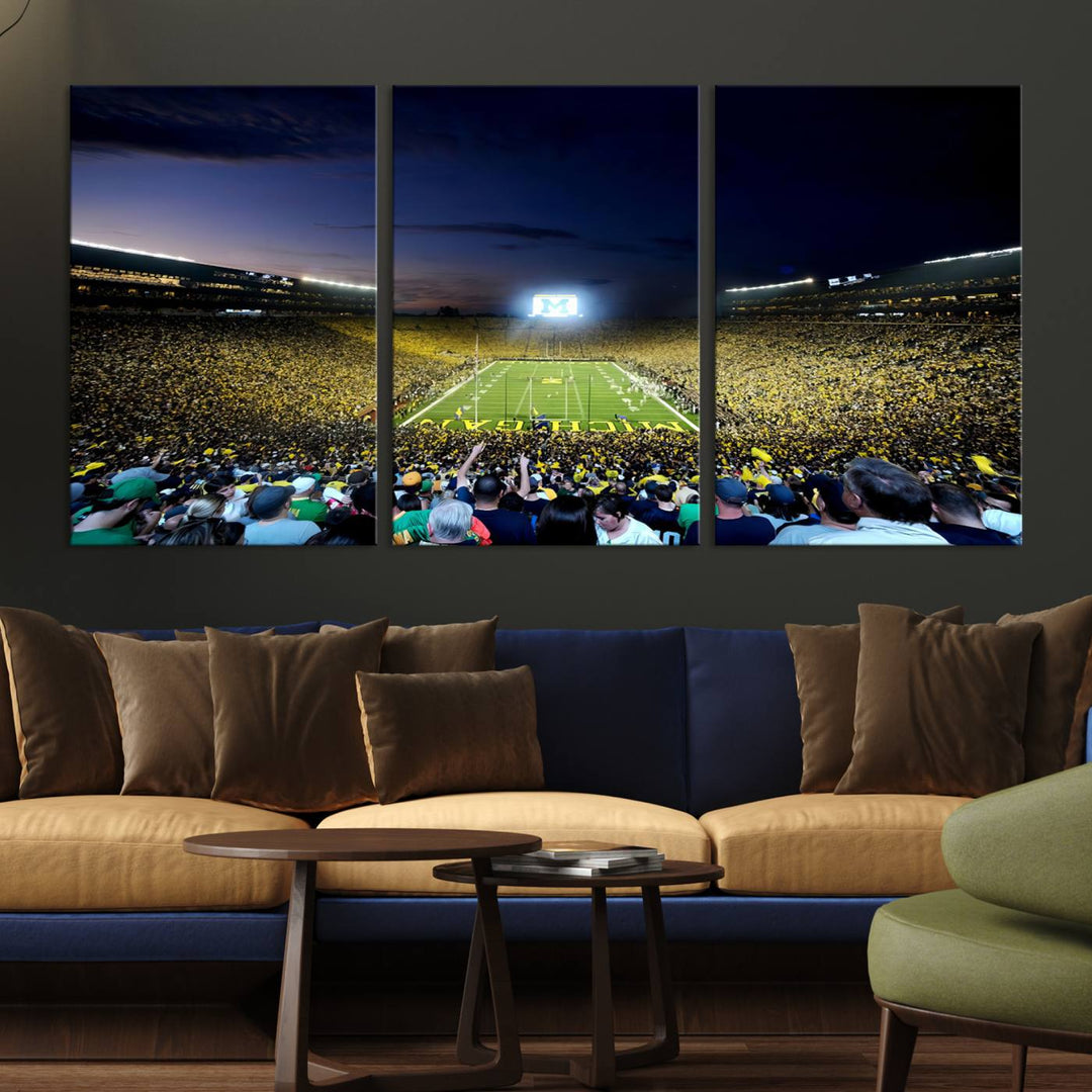 University of Michigan Wolverines Football Team Print - Ann Arbor Michigan Stadium Wall Art Canvas Print